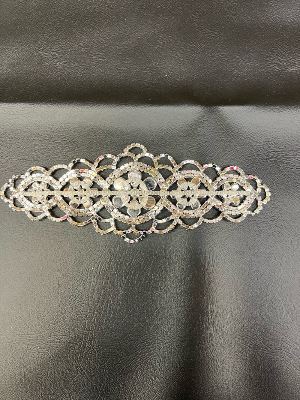 Crystal AB Rhinestone Applique Trim - Iridescent Floral Design - Picture 2 of 2